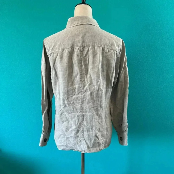 J. Crew Womens Gray Linen Utility Shirt Long Sleeve Button-Down Size 6 - Picture 2 of 3